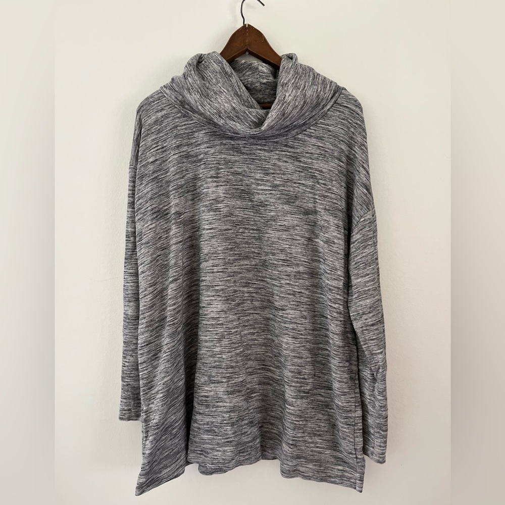 Ava & Viv Large Collar Long Sleeve Knit Top Gray Size 2X